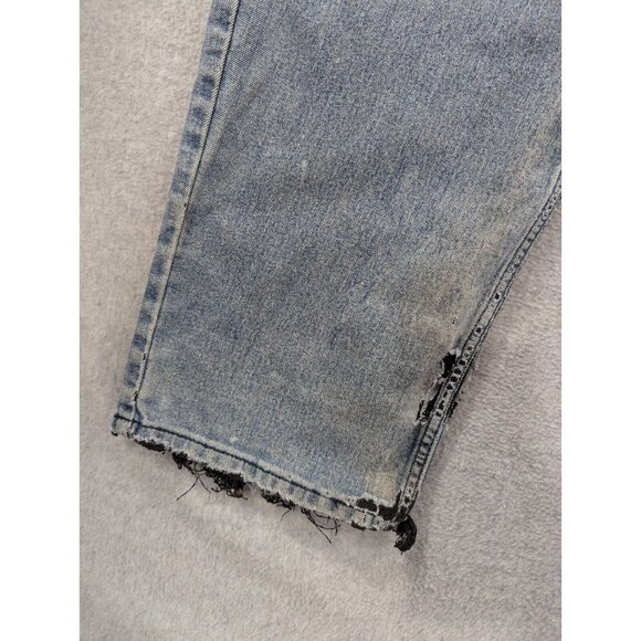 Levis 550 Jeans Mens Size 42x34 Blue Factory Destressed Relaxed Fit Straight Leg - Picture 4 of 16